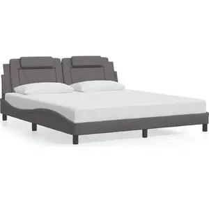 vidaXL Cadre de lit avec tête de lit Gris 180x200 cm Similicuir pas cher
