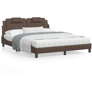 vidaXL Cadre de lit avec tête de lit Marron 160x200 cm Similicuir pas cher