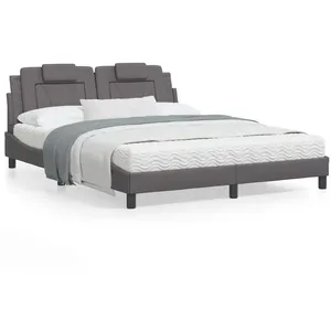 vidaXL Cadre de lit avec tête de lit Gris 160x200 cm Similicuir pas cher