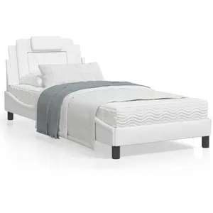 vidaXL Cadre de lit avec tête de lit Blanc 80x200 cm Similicuir pas cher