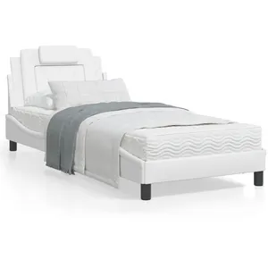 vidaXL Cadre de lit avec tête de lit Blanc 90x190 cm Similicuir pas cher