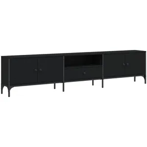 Comparateur de prix : vidaXL Meuble TV avec tiroir noir 200x25x44 cm bois d'ingénierie