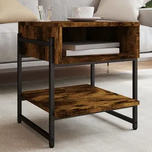 vidaXL Table basse chêne fumé 40x40x45 cm bois d'ingénierie pas cher
