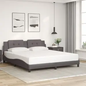 vidaXL Cadre de lit avec tête de lit Gris 180x200 cm Similicuir pas cher