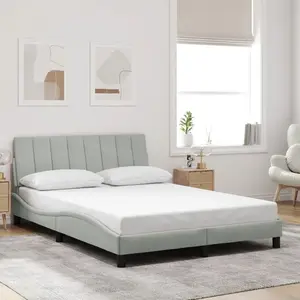vidaXL Cadre de lit avec tête de lit Gris clair 140x200 cm pas cher