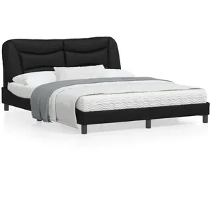 vidaXL Cadre de lit avec tête de lit Noir 160x200 cm Similicuir pas cher