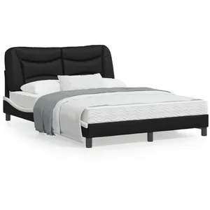 vidaXL Cadre de lit et tête de lit noir et blanc 140x190 cm similicuir pas cher