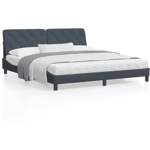 vidaXL Cadre de lit avec tête de lit Gris foncé 180x200 cm Velours pas cher
