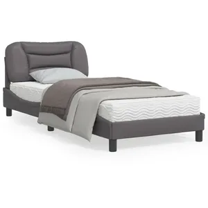 vidaXL Cadre de lit avec tête de lit Gris 90x190 cm Similicuir pas cher
