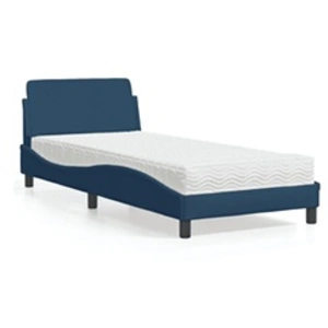 vidaXL Lit avec matelas bleu 90x190 cm tissu pas cher