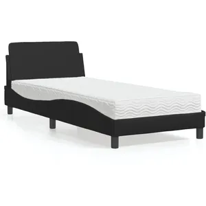 vidaXL Lit avec matelas noir 80x200 cm similicuir pas cher