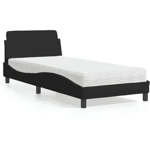 vidaXL Lit avec matelas noir 90x190 cm tissu pas cher