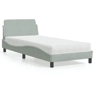 vidaXL Lit avec matelas gris clair 80x200 cm velours pas cher