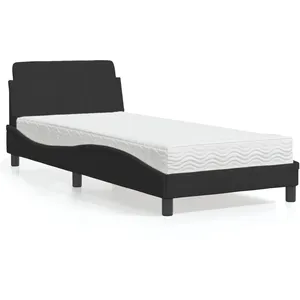 vidaXL Lit avec matelas noir 80x200 cm velours pas cher