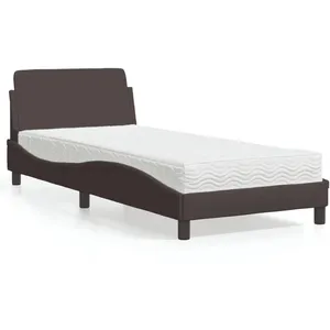 vidaXL Lit avec matelas marron foncé 80x200 cm tissu pas cher