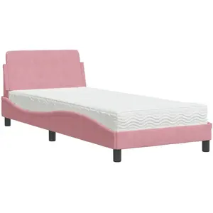 vidaXL Lit avec matelas rose 80x200 cm velours pas cher