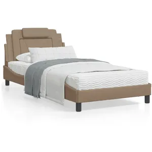 vidaXL Lit avec matelas cappuccino 100x200 cm similicuir pas cher