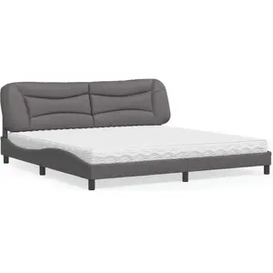 vidaXL Lit avec matelas gris 200x200 cm similicuir