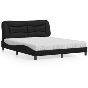vidaXL Lit avec matelas noir 160x200 cm similicuir pas cher