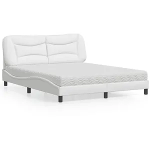 Comparateur de prix : vidaXL Lit avec matelas blanc 160x200 cm similicuir
