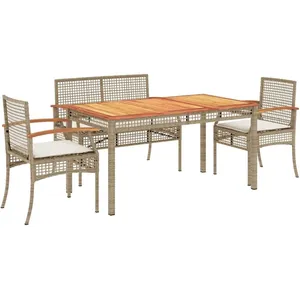Comparateur de prix : vidaXL Ensemble à manger de jardin coussins 4 pcs beige résine tressée
