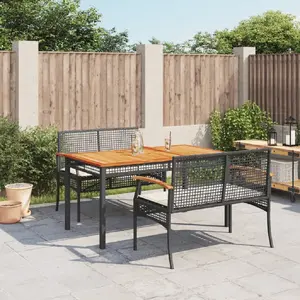 vidaXL Ensemble à manger de jardin avec coussins 3 pcs Noir pas cher