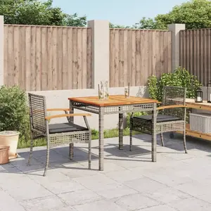 vidaXL Ensemble à manger de jardin 3 pcs coussins gris résine tressée pas cher