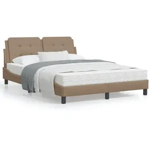vidaXL Cadre de lit avec lumières LED cappuccino 140x190 cm similicuir pas cher
