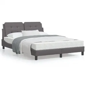vidaXL Cadre de lit avec lumières LED gris 140x200 cm similicuir pas cher