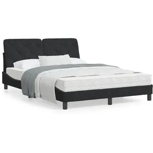 vidaXL Cadre de lit avec lumières LED noir 140x190 cm velours pas cher