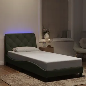 vidaXL Cadre de lit avec lumières LED gris clair 90x190 cm velours pas cher