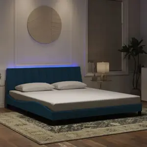 Comparateur de prix : vidaXL Vidaxl Cadre De Lit Avec Led Sans Matelas Bleu 180x200 Cm Velours