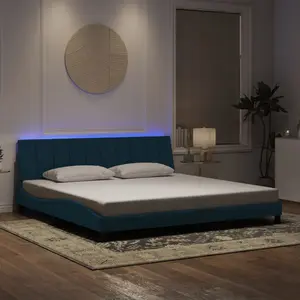 vidaXL vidaXL Cadre de lit avec lumières LED bleu 200x200 cm velours pas cher