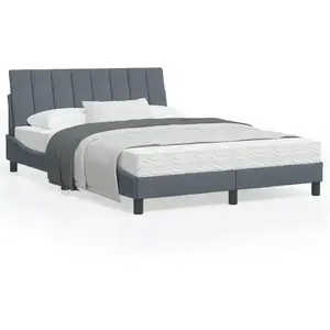 vidaXL Vidaxl Lit Avec Matelas Gris Foncé 120x200 Cm Velours pas cher