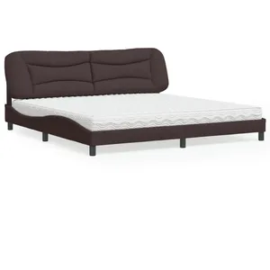Comparateur de prix : vidaXL Lit avec matelas marron foncé 200x200 cm tissu