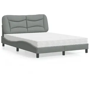 vidaXL Lit avec matelas gris clair 140x190 cm tissu pas cher