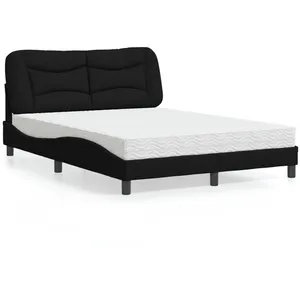 vidaXL Lit avec matelas noir 120x200 cm tissu pas cher