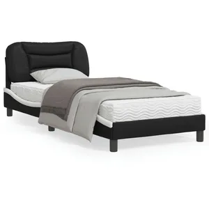 vidaXL Cadre de lit avec lumières LED noir blanc 90x190 cm similicuir pas cher