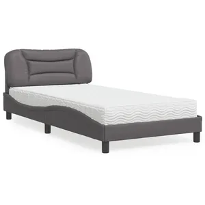 vidaXL Lit avec matelas gris 100x200 cm similicuir pas cher