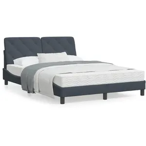 vidaXL Lit avec matelas gris foncé 120x200 cm velours