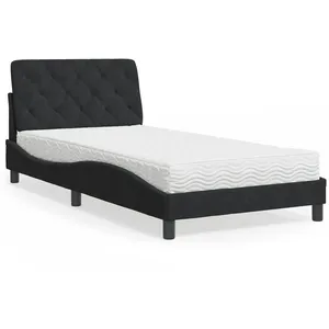 vidaXL Lit avec matelas noir 100x200 cm velours pas cher