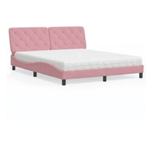 vidaXL Lit avec matelas rose 160x200 cm velours