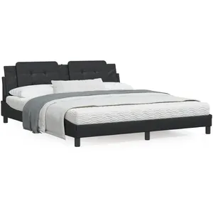 vidaXL Lit avec matelas noir 180x200 cm similicuir pas cher
