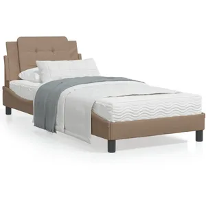 vidaXL Lit avec matelas cappuccino 90x200 cm similicuir pas cher