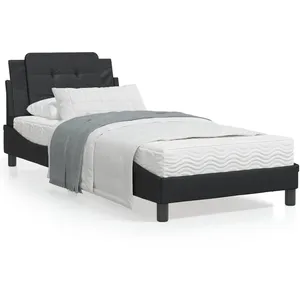 vidaXL Lit avec matelas noir 100x200 cm similicuir pas cher