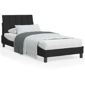 vidaXL Cadre de lit avec lumières LED noir 90x190 cm velours pas cher