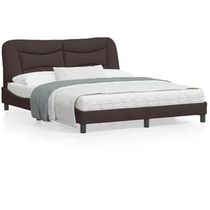 vidaXL Cadre de lit avec lumières LED marron foncé 160x200 cm tissu pas cher