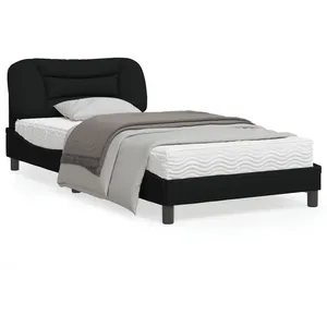 vidaXL Cadre de lit avec lumières LED noir 100x200 cm tissu pas cher
