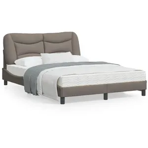 vidaXL Cadre de lit avec lumières LED taupe 120x200 cm tissu pas cher