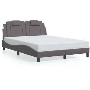 vidaXL Cadre de lit avec lumières LED gris 140x190 cm similicuir pas cher